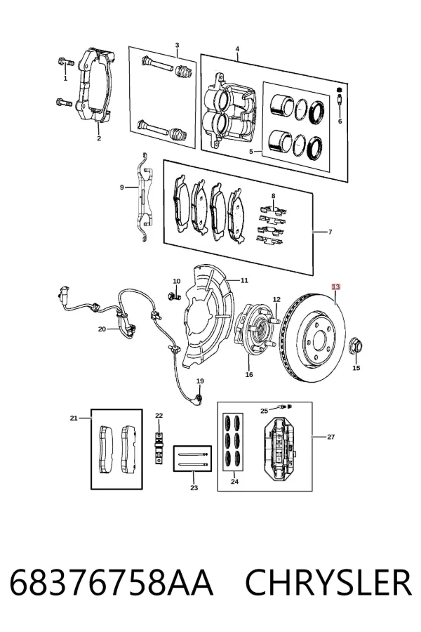 Передние тормозные диски 68376758AA Chrysler