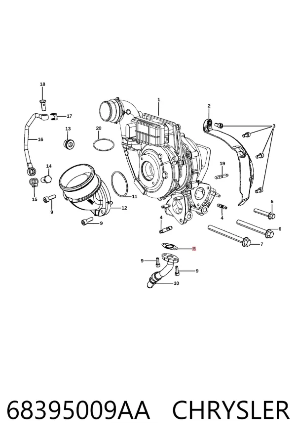 Прокладка шланга отвода масла от турбины 68395009AA Chrysler