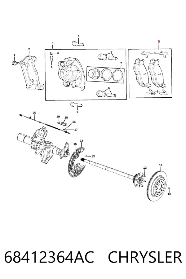 Задние тормозные колодки 68412364AC Chrysler