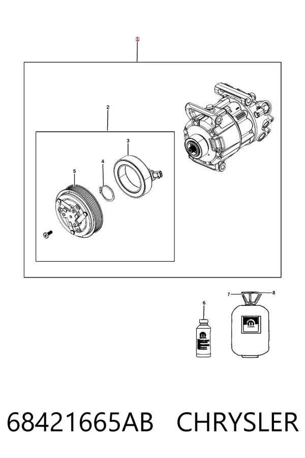 Компрессор кондиционера 68421665AB Chrysler