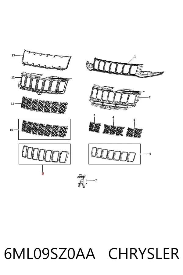 Молдинг решетки радиатора 6ML09SZ0AA Chrysler