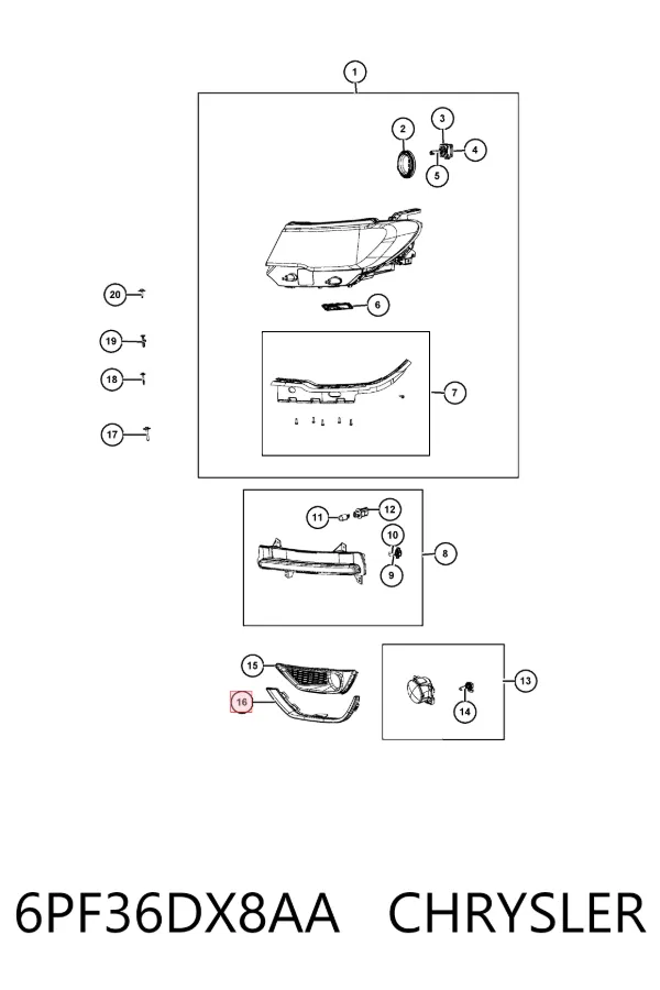 Ободок (окантовка) фары противотуманной правой 6PF36DX8AA Chrysler