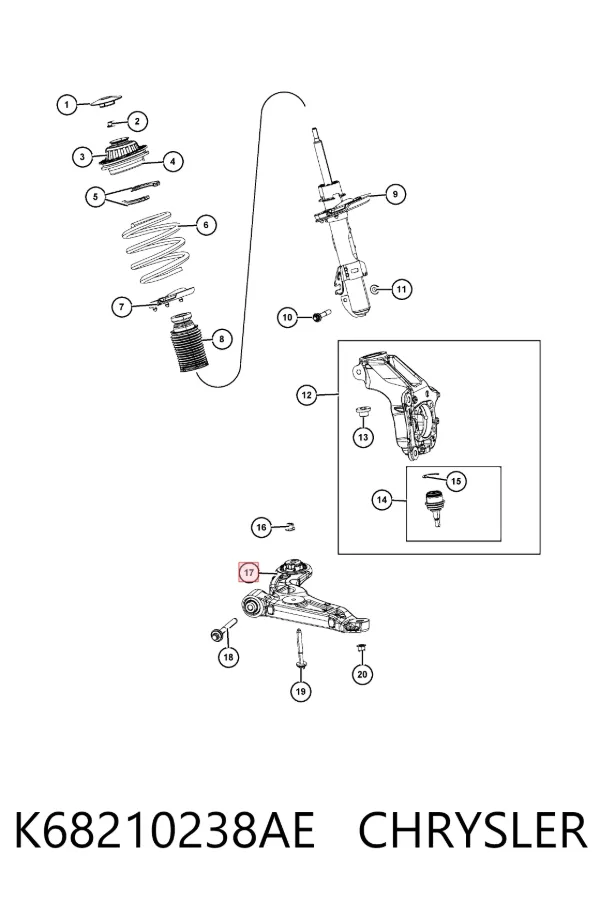 Нижний рычаг K68210238AE Chrysler