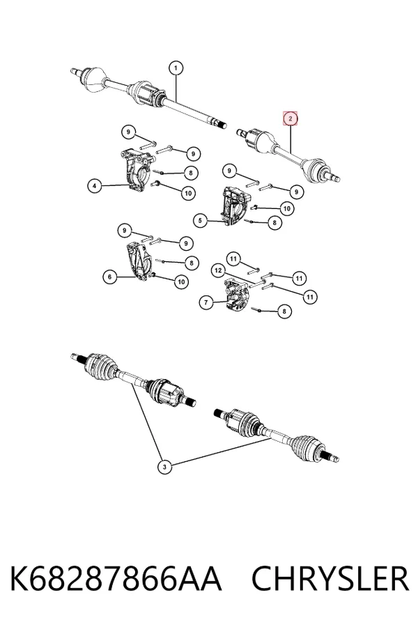 Левая полуось K68287866AA Chrysler