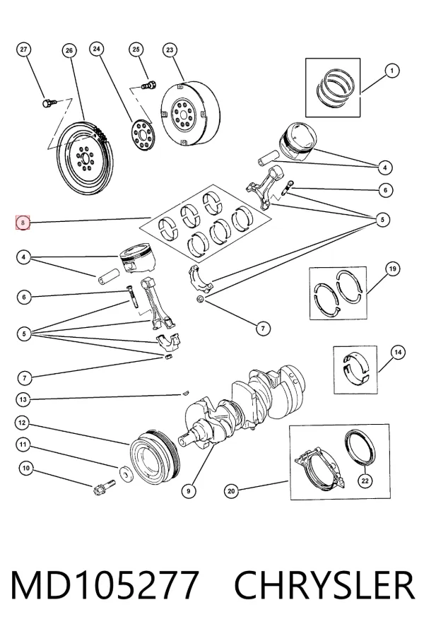Вкладыши шатунные MD105277 Chrysler