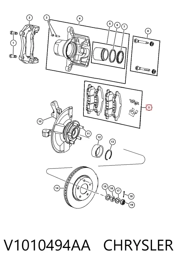Передние тормозные колодки V1010494AA Chrysler