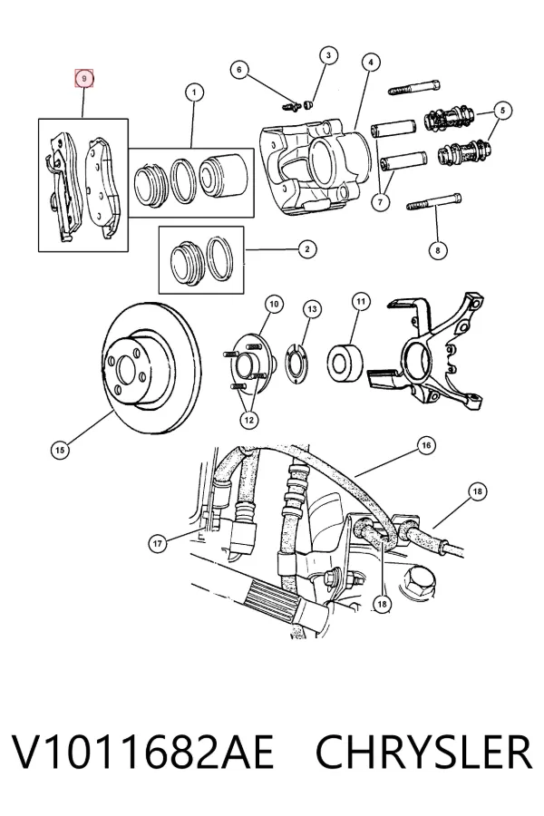 Передние тормозные колодки V1011682AE Chrysler
