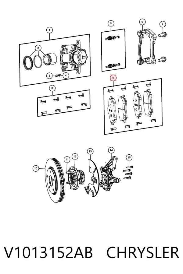 Передние тормозные колодки V1013152AB Chrysler