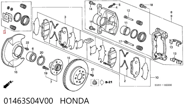 Ремкомплект переднего суппорта 01463S04V00 Honda
