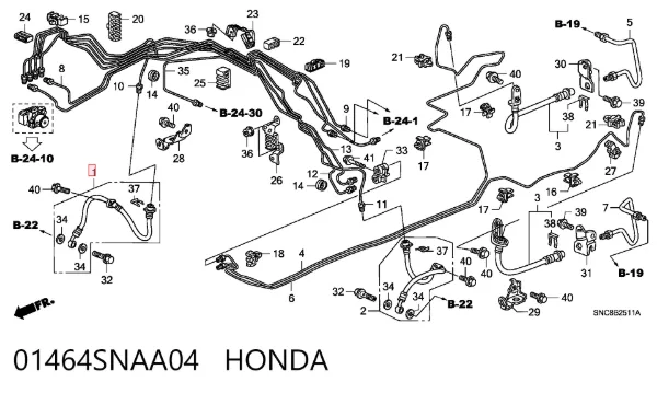 Шланг тормозной передний правый 01464SNAA04 Honda