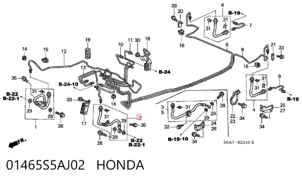 Шланг тормозной передний левый 01465S5AJ02 Honda