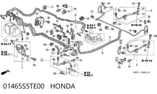Шланг тормозной передний левый 01465S5TE00 Honda
