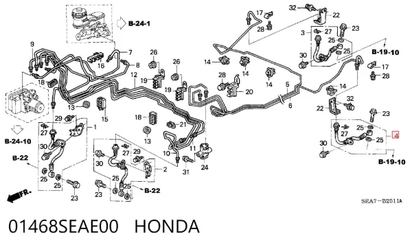 Шланг тормозной задний левый 01468SEAE00 Honda