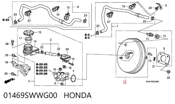 Усилитель тормозов 01469SWWG00 Honda