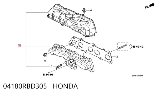 Выпускной коллектор 04180RBD305 Honda