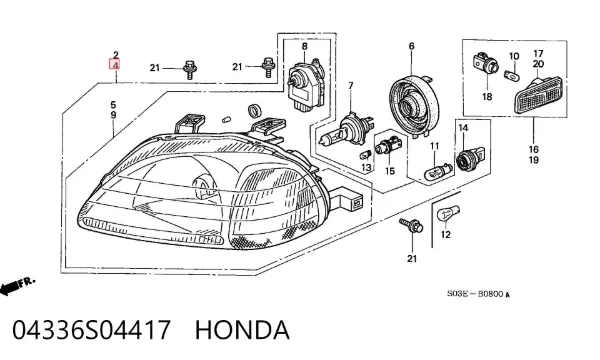 Левая фара 04336S04417 Honda