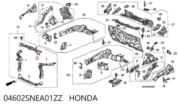 Верхняя рамка радиатора 04602SNEA01ZZ Honda