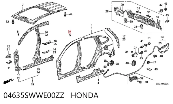 Боковина кузова правая 04635SWWE00ZZ Honda