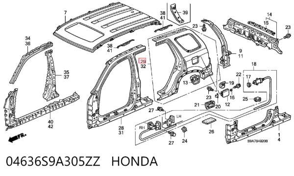 Крыло заднее правое 04636S9A305ZZ Honda