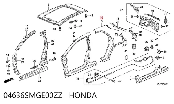 Крыло заднее правое 04636SMGE00ZZ Honda