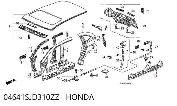 Порог внешний левый 04641SJD310ZZ Honda