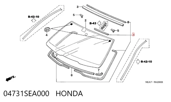 Уплотнитель лобового стекла 04731SEA000 Honda