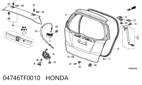 Амортизатор багажника 04746TF0010 Honda