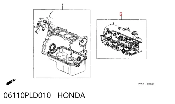 Верхний комплект прокладок двигателя 06110PLD010 Honda
