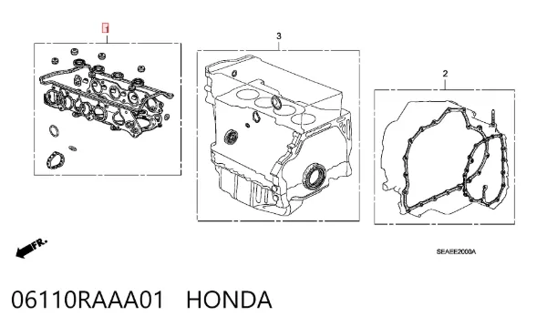 Верхний комплект прокладок двигателя 06110RAAA01 Honda
