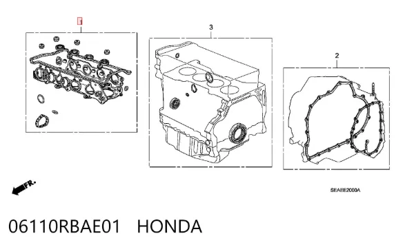 Верхний комплект прокладок двигателя 06110RBAE01 Honda