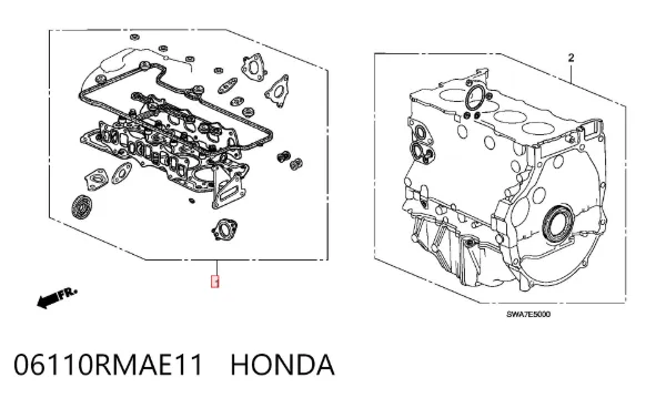 Верхний комплект прокладок двигателя 06110RMAE11 Honda