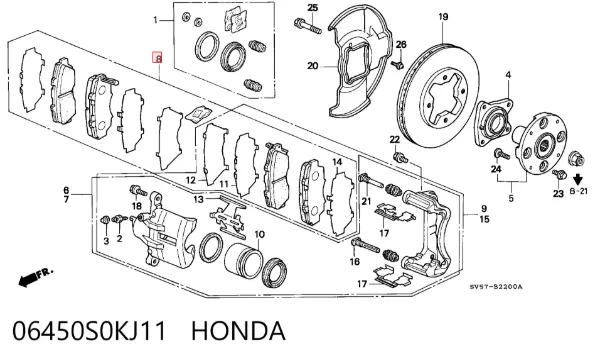 Передние тормозные колодки 06450S0KJ11 Honda