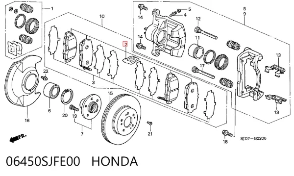 Передние тормозные колодки 06450SJFE00 Honda