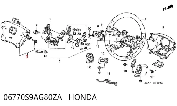 Подушка безопасности водителя 06770S9AG80ZA Honda