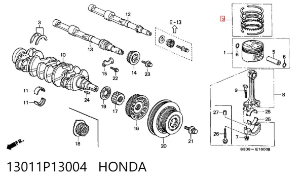 Кольца поршневые 13011P13004 Honda