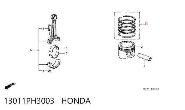 Кольца поршневые 13011PH3003 Honda