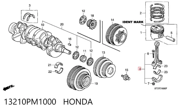 Шатун поршня двигателя 13210PM1000 Honda