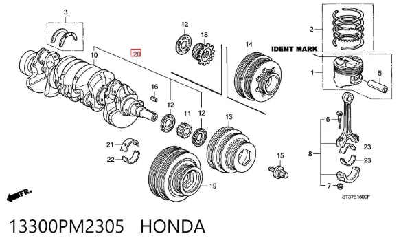 Коленвал 13300PM2305 Honda