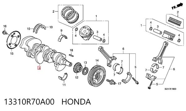 Коленвал 13310R70A00 Honda