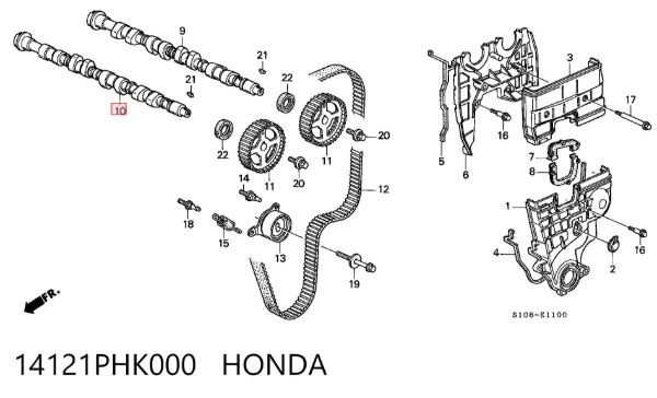 Выпускной распредвал двигателя 14121PHK000 Honda