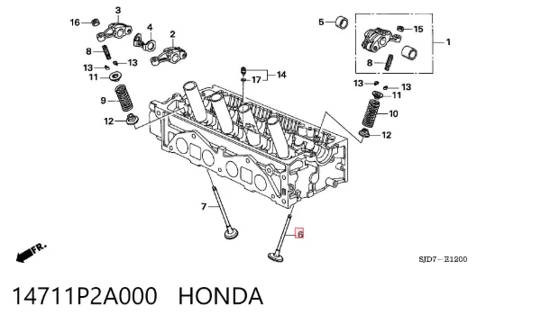 Впускной клапан 14711P2A000 Honda