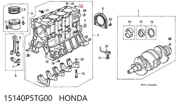  15140P5TG00 Honda