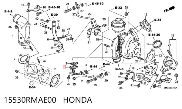 Трубка (шланг) отвода масла от турбины 15530RMAE00 Honda