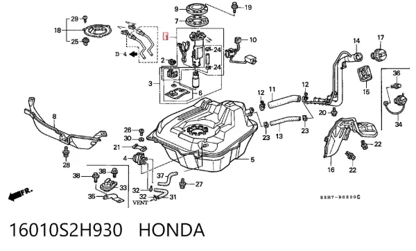 Топливный фильтр 16010S2H930 Honda