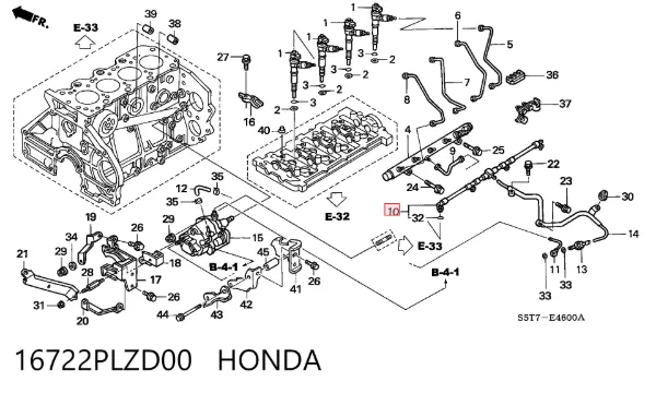 Обратная топливная трубка 16722PLZD00 Honda