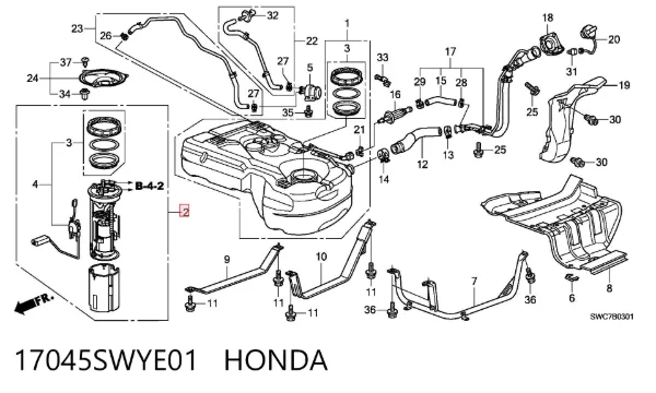 Бензонасос 17045SWYE01 Honda