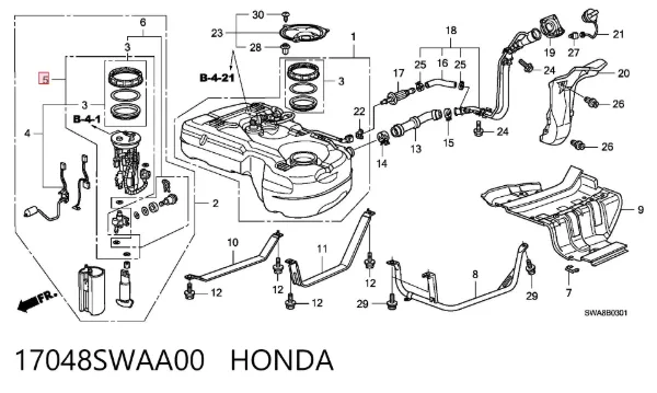 Топливный фильтр 17048SWAA00 Honda
