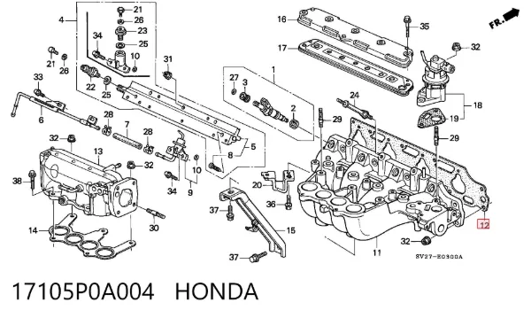 Прокладка впускного коллектора 17105P0A004 Honda