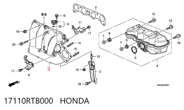 Впускной коллектор 17110RTB000 Honda