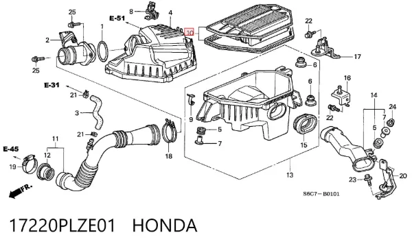 Воздушный фильтр 17220PLZE01 Honda